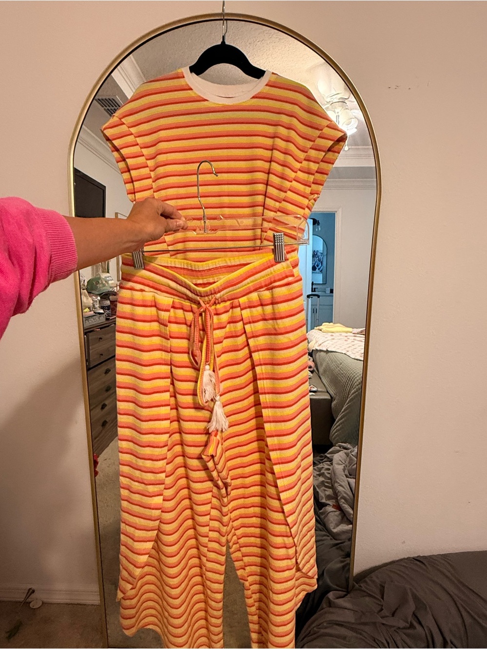 Striped Two-Piece Set in Yellow, Orange & Pink